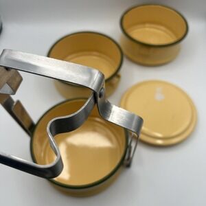 Enamel Tiffin Thai Lunch Bento Food Container Carrier Enamelware Pinto Yellow‎
